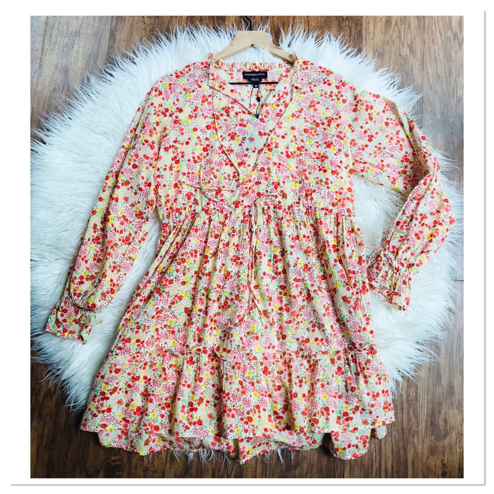 NWT Wednesday’s Girl Dress Red Yellow Floral Size Medium